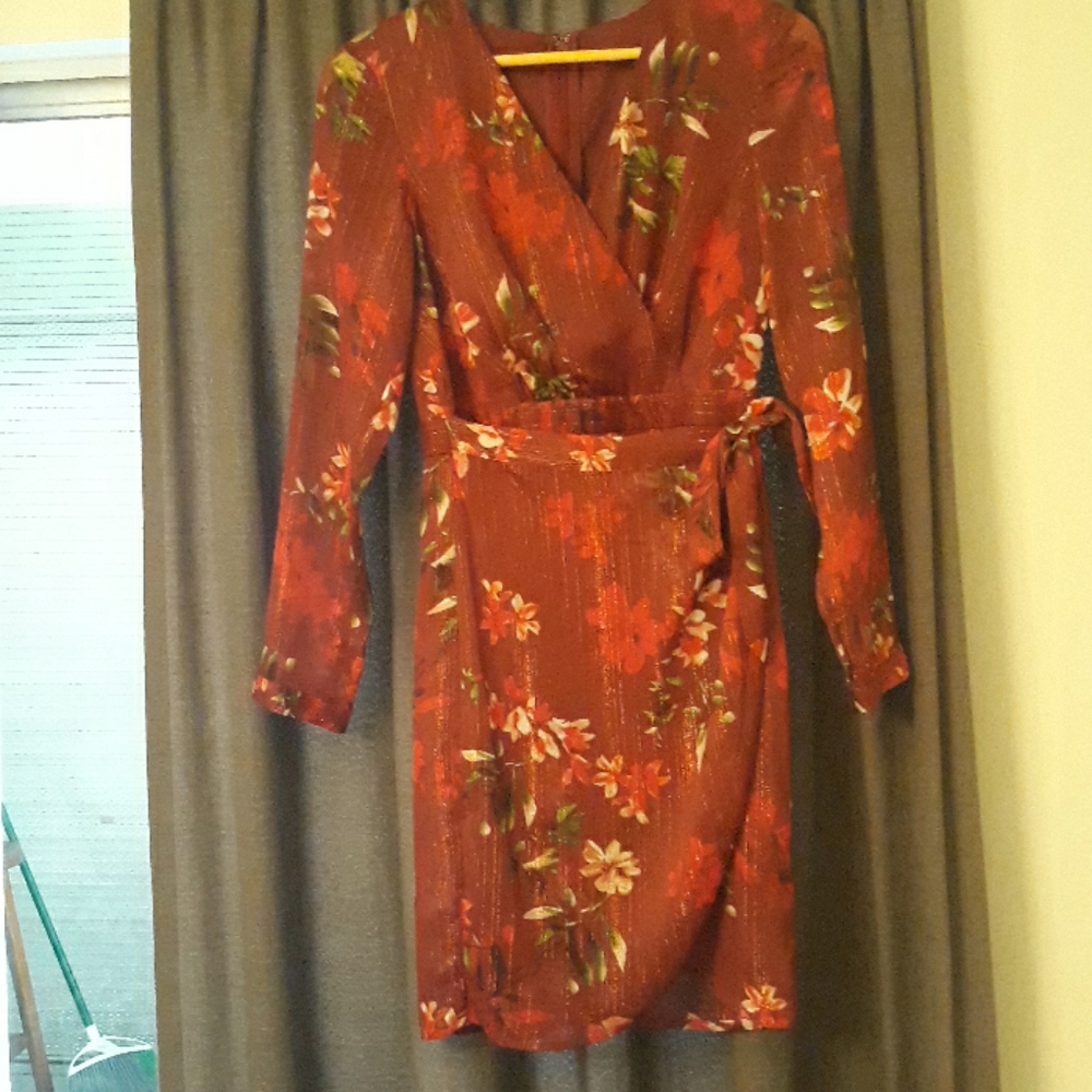 NBW Guess midi dress maroon we did designs flowers